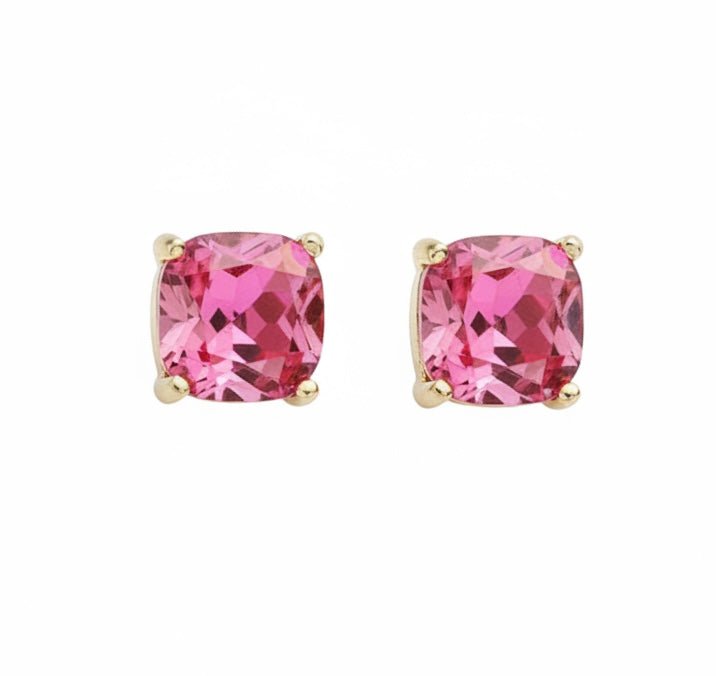 Cushion Stone Stud Evening Earrings - Pink-230 Jewelry-NYW-Coastal Bloom Boutique, find the trendiest versions of the popular styles and looks Located in Indialantic, FL