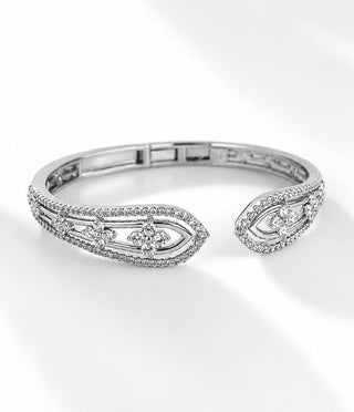 CZ Flower Station Cuff Bracelet