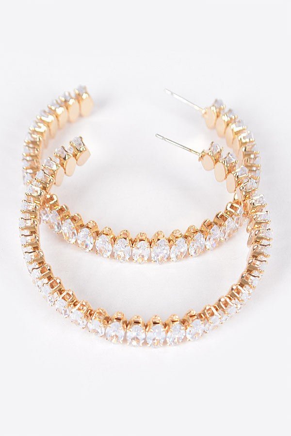 CZ Radiance Hoop Earrings-230 Jewelry-H&D-Coastal Bloom Boutique, find the trendiest versions of the popular styles and looks Located in Indialantic, FL