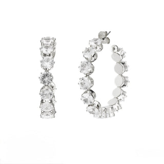 CZ Stone Eternity Hoop Earrings