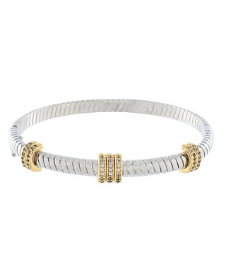 CZ & Twisted  Two Tone Bangle Bracelet