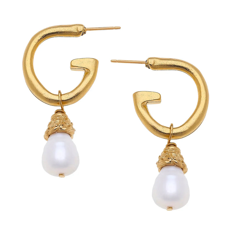 Gold Genuine Freshwater Pearl Drop Earrings - Susan Shaw-230 Jewelry-SUSAN SHAW-Coastal Bloom Boutique, find the trendiest versions of the popular styles and looks Located in Indialantic, FL