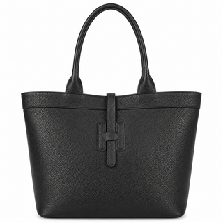 Signature Italian Leather Tote -Black