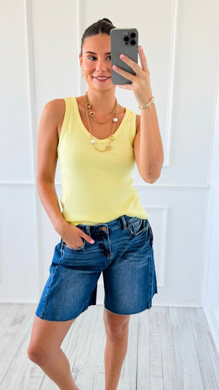 Dark Wash Denim Bermuda Shorts