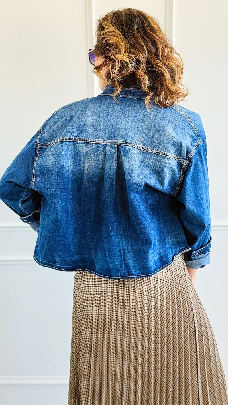 Darling Denim Snap Front Shirt-Coastal Bloom-Coastal Bloom Boutique, find the trendiest versions of the popular styles and looks Located in Indialantic, FL