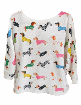 Dashing Dachshund St Tropez Short Sleeve Knit Top