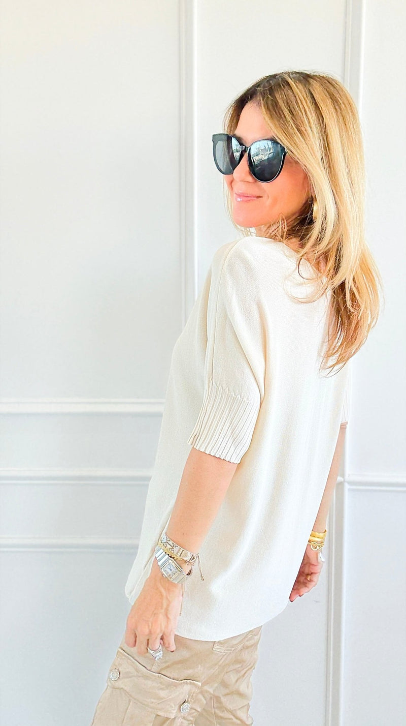 Day To Night Italian Top- Oyster-110 Short Sleeve Tops-Aute-Coastal Bloom Boutique, find the trendiest versions of the popular styles and looks Located in Indialantic, FL