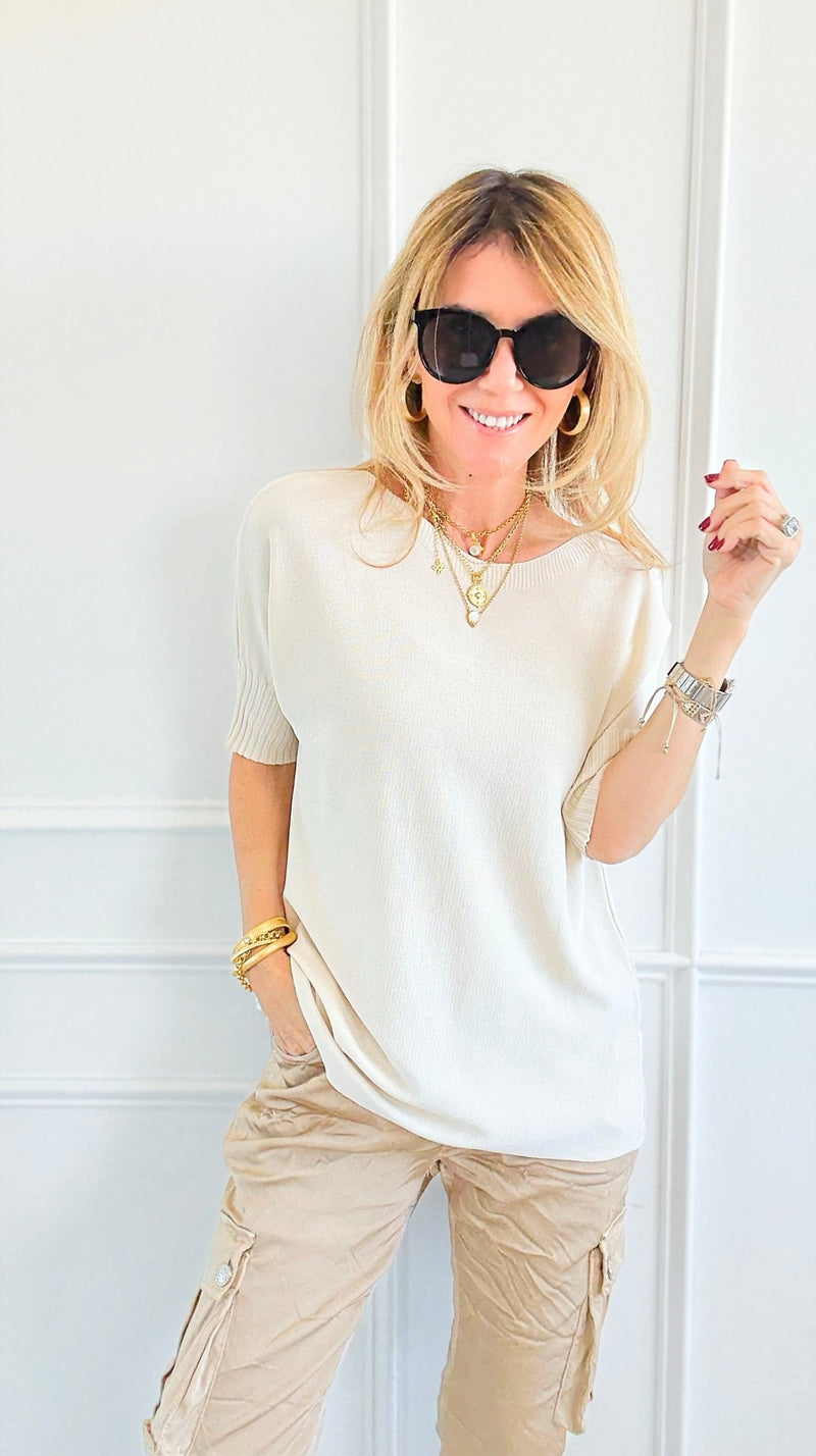 Day To Night Italian Top- Oyster-110 Short Sleeve Tops-Aute-Coastal Bloom Boutique, find the trendiest versions of the popular styles and looks Located in Indialantic, FL