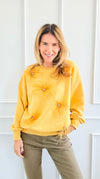 Daydream Bloom Embellished Sweatshirt-110 Long Sleeve Tops-ROUSSEAU-Coastal Bloom Boutique, find the trendiest versions of the popular styles and looks Located in Indialantic, FL