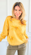 Daydream Bloom Embellished Sweatshirt-110 Long Sleeve Tops-ROUSSEAU-Coastal Bloom Boutique, find the trendiest versions of the popular styles and looks Located in Indialantic, FL