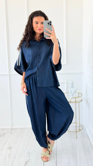 Denim Chic Side Stripe Italian Jogger