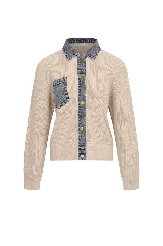 Denim Elegance Knit Jacket