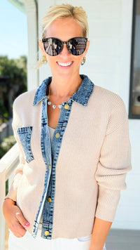 Denim Elegance Knit Jacket