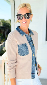 Denim Elegance Knit Jacket