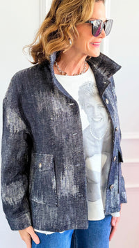 Denim Fade Italian Jacket-160 Jackets-V SKY-Coastal Bloom Boutique, find the trendiest versions of the popular styles and looks Located in Indialantic, FL
