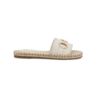 Denim Horsebit Espadrille Sandals - Bone
