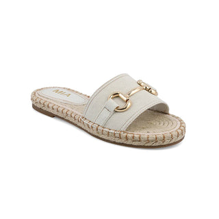 Denim Horsebit Espadrille Sandals - Bone