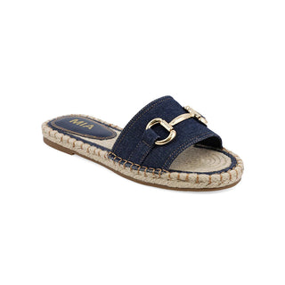Denim Horsebit Espadrille Sandals - Navy