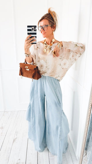 Denim Moon Big Pocket Italian Pants- Light