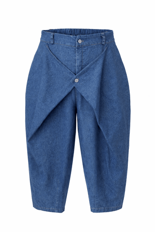 Denim Structure Button Front Italian Pant-  Medium