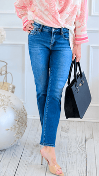 Destructed Edge Straight Leg Ankle Jean-100 Pants-Risen-Coastal Bloom Boutique, find the trendiest versions of the popular styles and looks Located in Indialantic, FL
