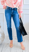 Destructed Edge Straight Leg Ankle Jean-100 Pants-Risen-Coastal Bloom Boutique, find the trendiest versions of the popular styles and looks Located in Indialantic, FL