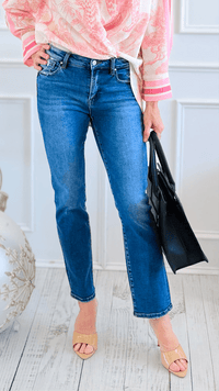 Destructed Edge Straight Leg Ankle Jean-100 Pants-Risen-Coastal Bloom Boutique, find the trendiest versions of the popular styles and looks Located in Indialantic, FL