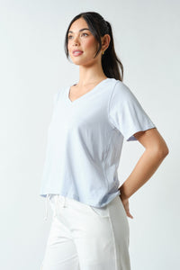 Dima Everyday V-Neck Tee - Halogen Blue