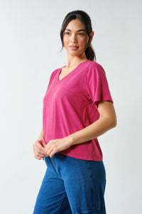 Dima Everyday V-Neck Tee - Plum Pink