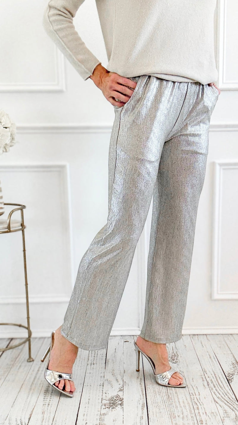 Disco Dream Straight Leg Pants -Silver -JOH-100 Pants-Joh Apparel-Coastal Bloom Boutique, find the trendiest versions of the popular styles and looks Located in Indialantic, FL