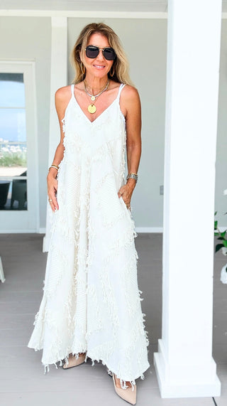 Distressed Textured Patchwork Maxi Dress