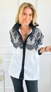 Divine Detail Italian Button- Down Top-110 Long Sleeve Tops-TATTOO Z-Coastal Bloom Boutique, find the trendiest versions of the popular styles and looks Located in Indialantic, FL