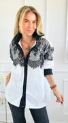 Divine Detail Italian Button- Down Top-110 Long Sleeve Tops-TATTOO Z-Coastal Bloom Boutique, find the trendiest versions of the popular styles and looks Located in Indialantic, FL