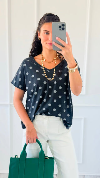 Dot The Occasion V-Neck Italian Top