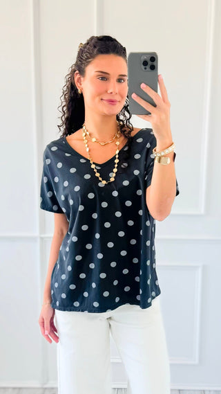Dot The Occasion V-Neck Italian Top