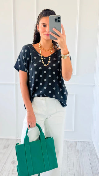 Dot The Occasion V-Neck Italian Top