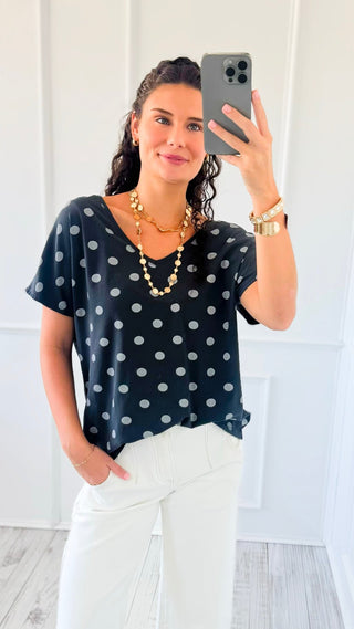 Dot The Occasion V-Neck Italian Top