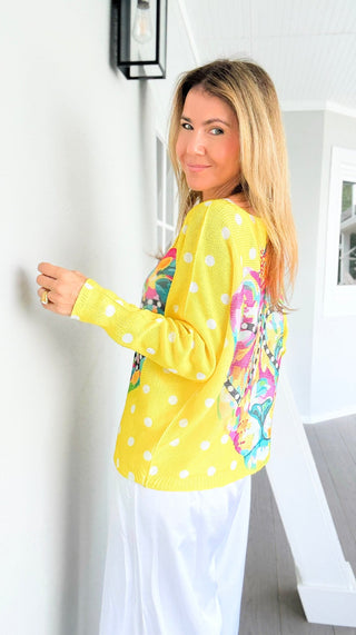 Dots & Wild Colorful Italian St Tropez Knit- Yellow