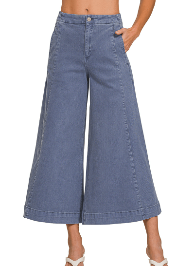 Downtown Drama Cropped Gaucho- Blackberry-190 Denim-Zenana-Coastal Bloom Boutique, find the trendiest versions of the popular styles and looks Located in Indialantic, FL