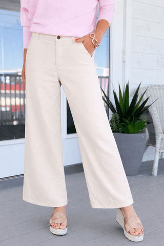 Downtown Ease Italian Pant- Ivory