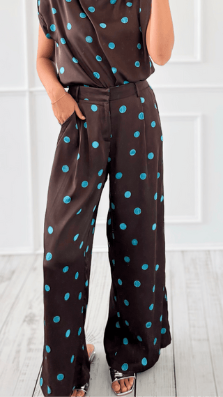 Draped Polka Dot Pant - Blue