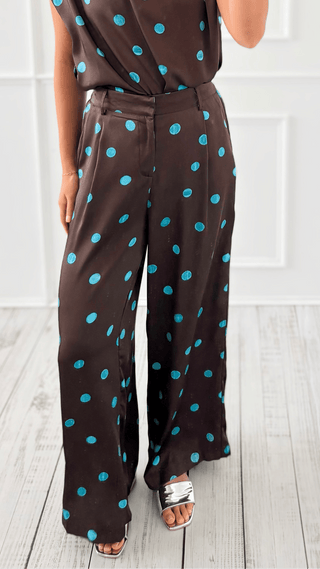 Draped Polka Dot Pant - Blue