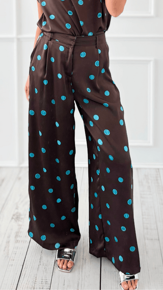 Draped Polka Dot Pant - Blue