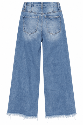 Drawstring Wide Leg Denim Pants