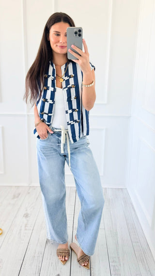 Drawstring Wide Leg Jeans