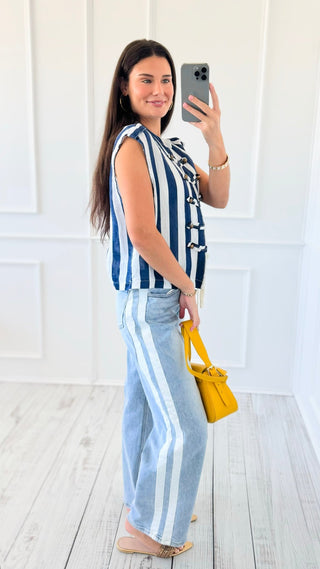 Drawstring Wide Leg Jeans