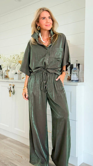 Drawstring Wide Leg Pants