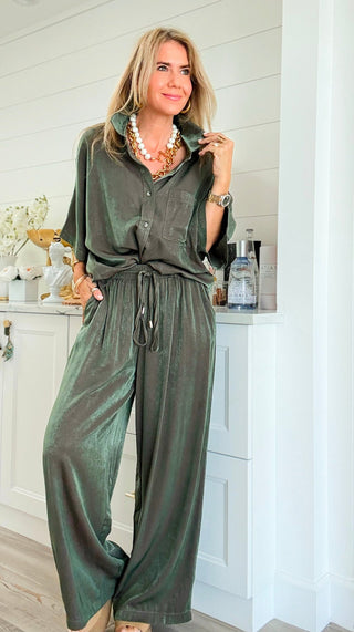 Drawstring Wide Leg Pants