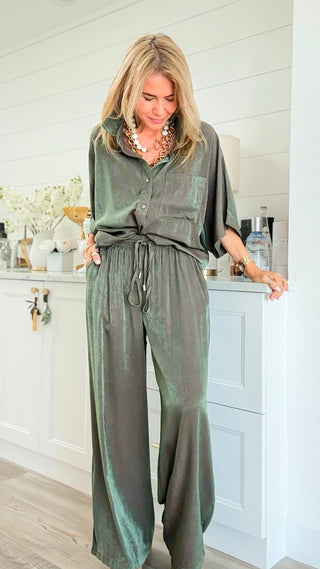 Drawstring Wide Leg Pants