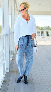Dreamscape Drawstring Wide Leg Pants-190 Denim-LovLov-Coastal Bloom Boutique, find the trendiest versions of the popular styles and looks Located in Indialantic, FL